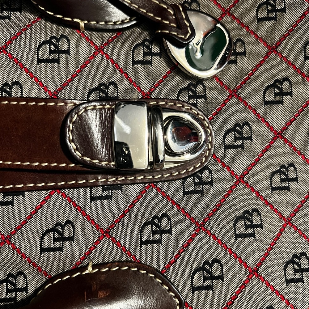 Dooney & Bourke Brown Leather Bag with Silver Buckles